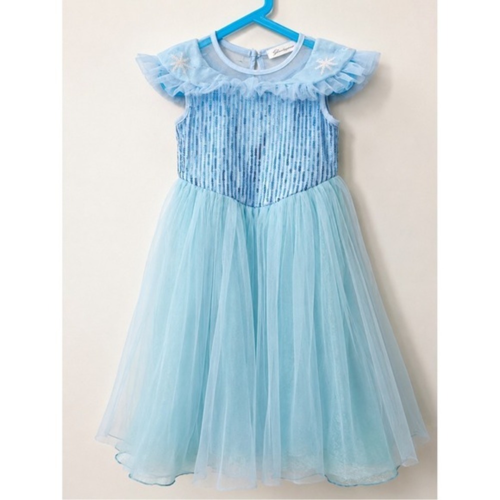 Ghnatygren Costume Dress Tulle Sequins Blue Snowflake Princess Gown